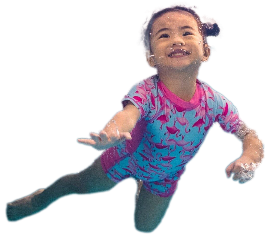 Kid swimming underwater