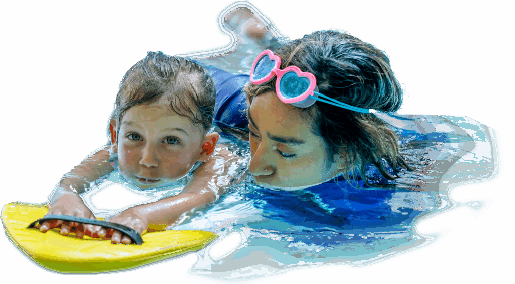 Swimming toddler and parent