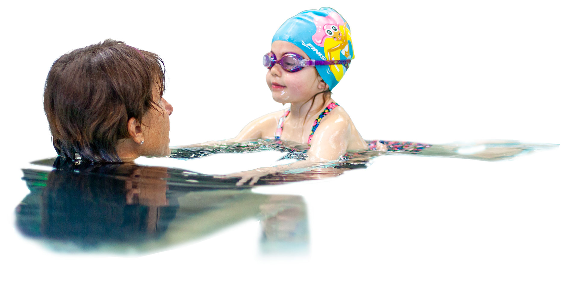 Girl and swimming instructor